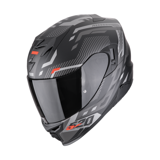 Casco Scorpion Integral Exo-520 Evo Air Ranka Negro Mate-Plata-Rojo