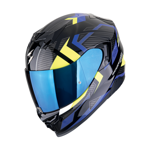 Casco Scorpion Integral Exo-520 Evo Air Sensus Negro-Azul-Amarillo Neón