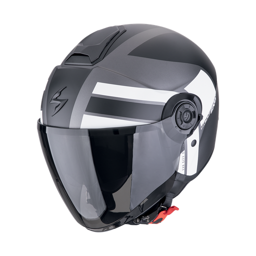 Casco Scorpion Jet Exo-City Ii Blur Plata Mate-Negro-Blanco
