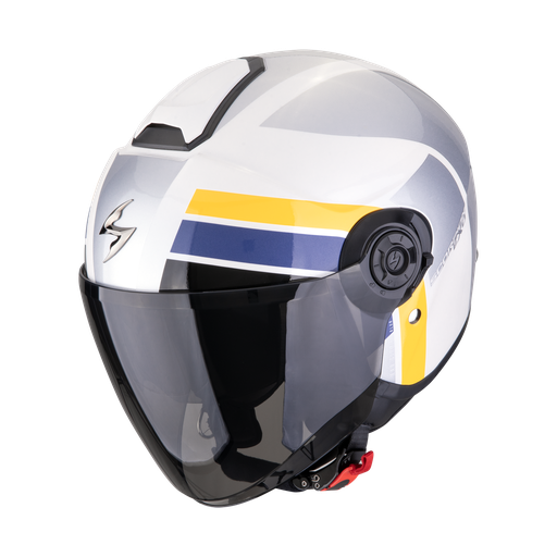 Casco Scorpion Jet Exo-City Ii Blur Blanco-Plata-Amarillo