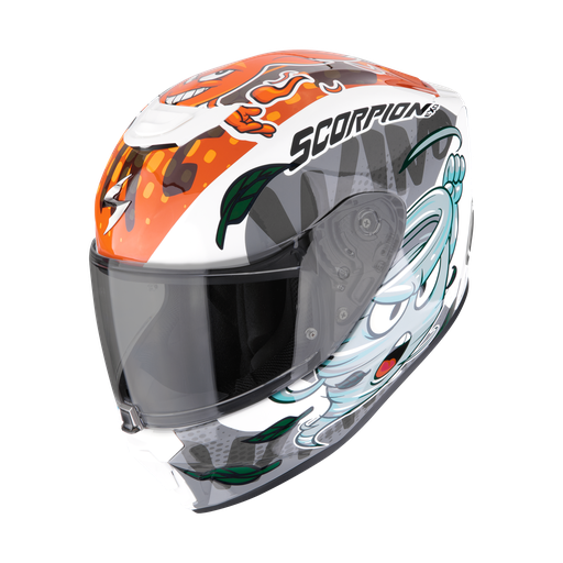Casco Scorpion Infantil Exo-Jnr Air The4Elements Blanco-Azul-Naranja