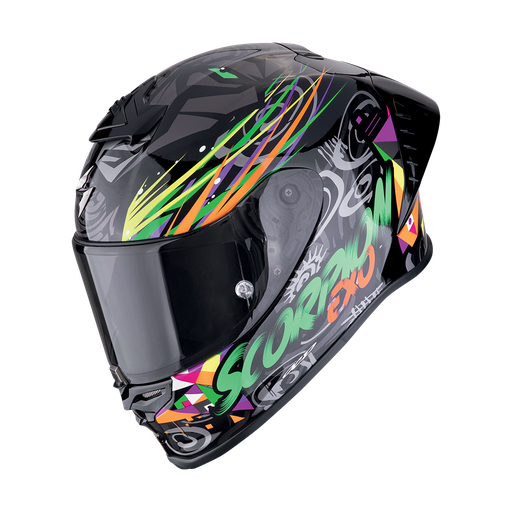 Casco Scorpion Integral Exo-R1 Evo Ii Air Savage Negro-Verde-Naranja