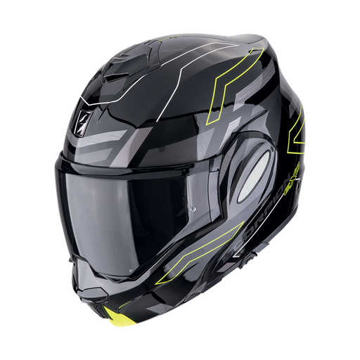 Casco Scorpion Modular Exo-Tech Evo Conquer Negro-Amarillo neón