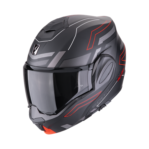 Casco Scorpion Modular Exo-Tech Evo Conquer Negro Mate-Rojo