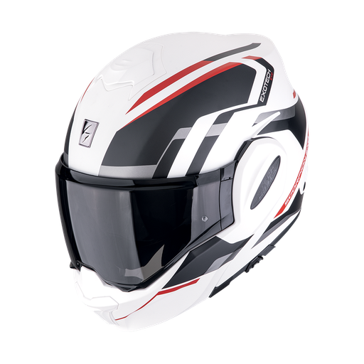 Casco Scorpion Modular Exo-Tech Evo Furio Blanco mate-Negro-Rojo