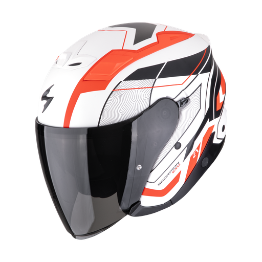 Casco Scorpion Jet Exo-Z1 Vue Blanco Mate-Rojo-Negro