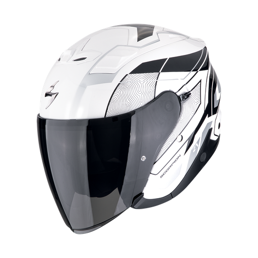 Casco Scorpion Jet Exo-Z1 Vue Blanco-Negro-Plata