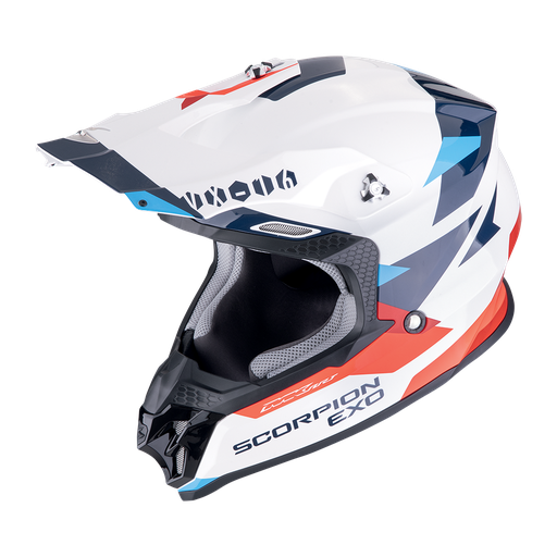 Casco Scorpion Off Road Vx-16 Evo Air Rod Blanco-Rojo-Azul