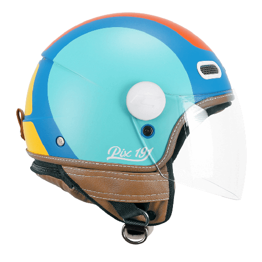 Casco jet CGM 191G PIX SPRINT Celeste Naranja mate largo