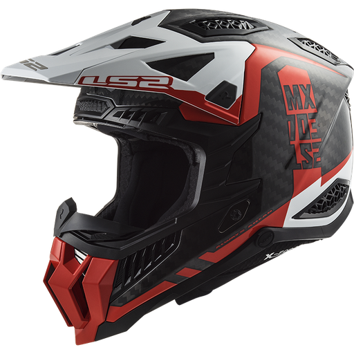 Casco LS2 MX703 CARBON X-FORCE VICTORY rojo blanco