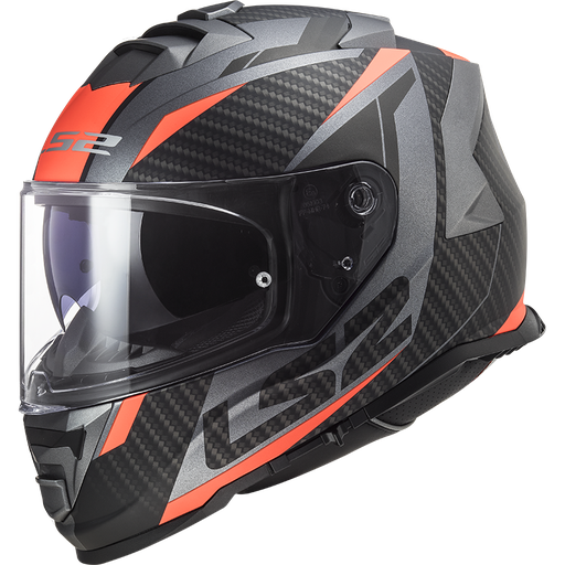 Casco LS2 FF800 STORM II RACER titanio mate naranja