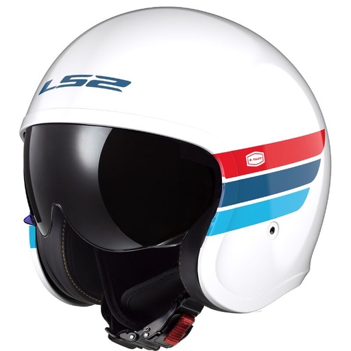 Casco LS2 OF599 SPITFIRE II RETRO blanco azul rojo