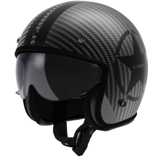 Casco LS2 OF601 BOB II CARBON STAR negro