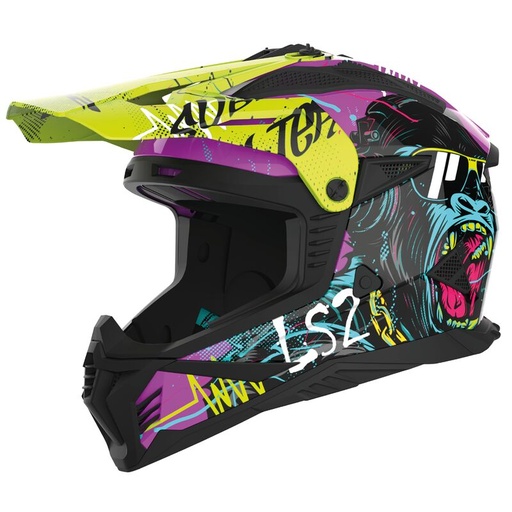 Casco LS2 LS2X708 FAST II GORILLA violeta amarillo
